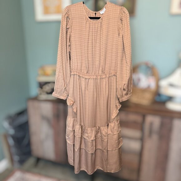 NWT Current Air Los Angeles Long Sleeve Jacquard Midi Dress Size Large - Picture 5 of 9